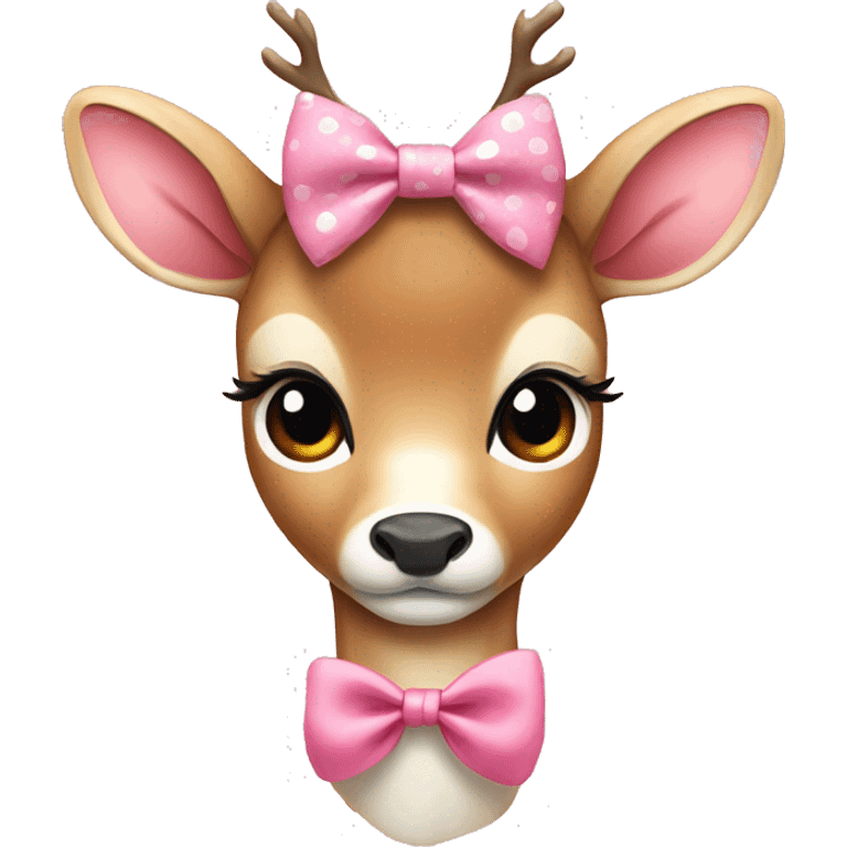 Freckled Deer cute pink bow emoji