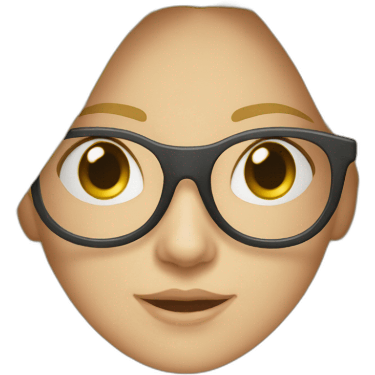 Une fille blonde avec une queue de cheval avec des lunettes ronde et haut blanc emoji