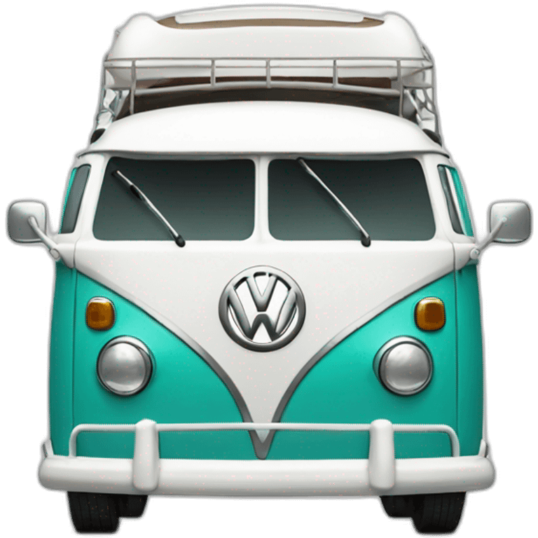 old turquoise and white vw split bus emoji