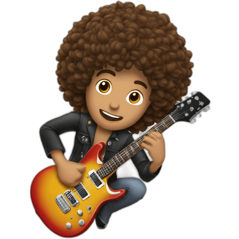 Modelo cabelo castanho tocando rock guitarra emoji