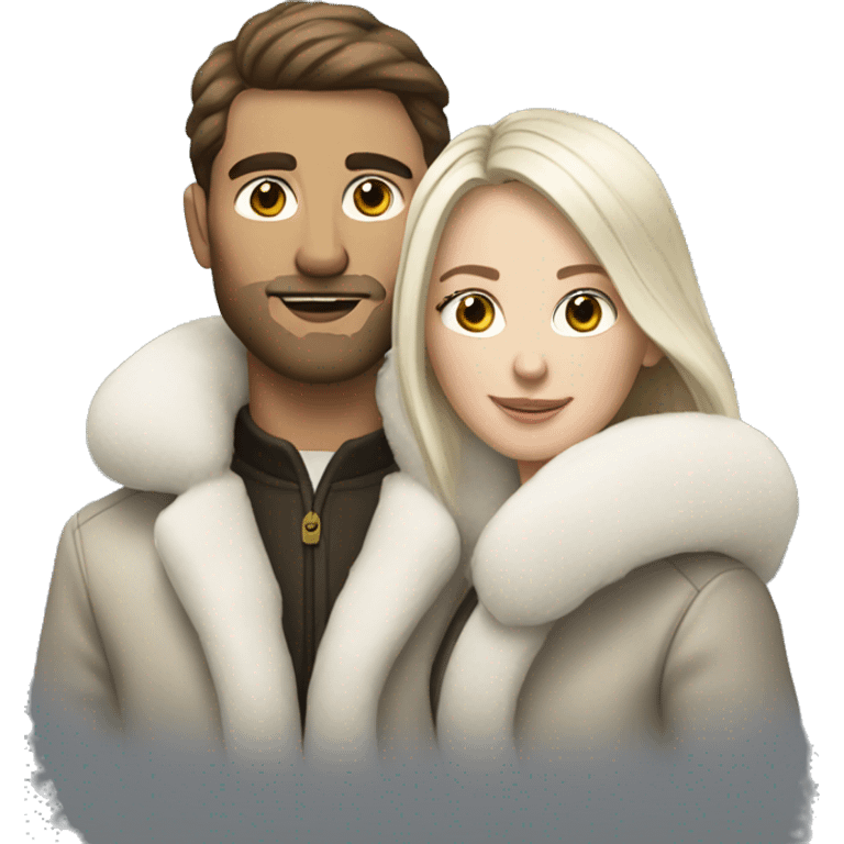 White couple in long fur coats emoji