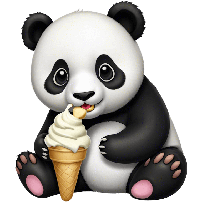 Panda eating ice cream emoji