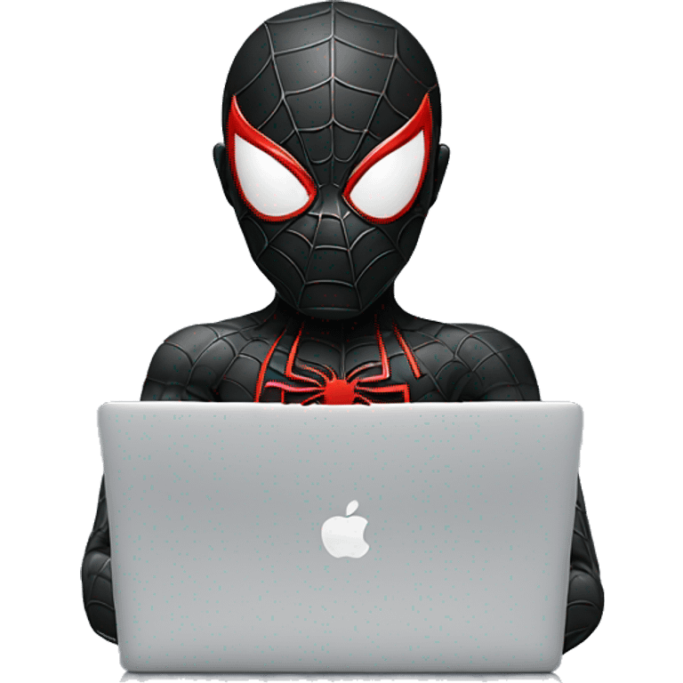 black spiderman with macbook emoji