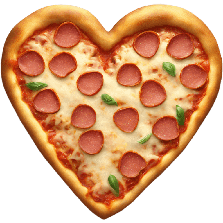 Create a 3D photo Realistic heart shaped pizza emoji