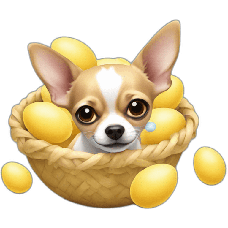 Chihuahua with bound eggs emoji