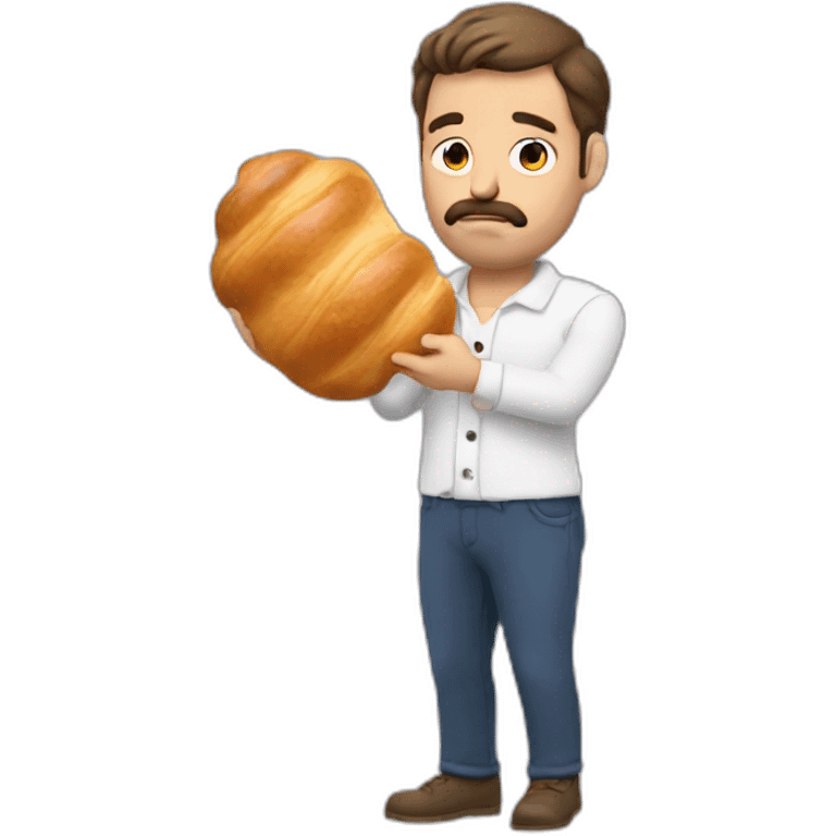 sad french man with croissant in his hands emoji