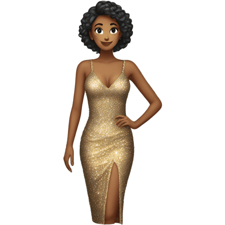 sparkly long bodycon dress emoji