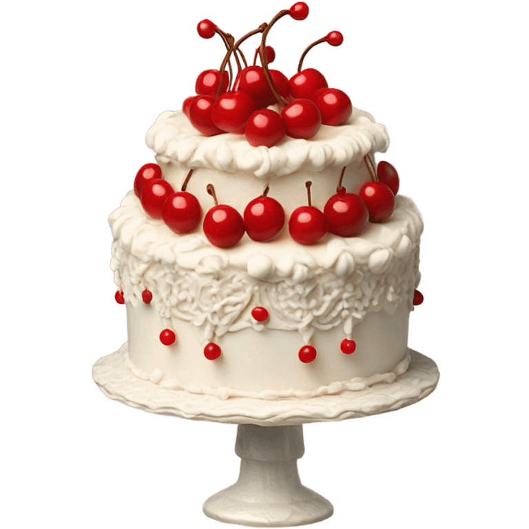 Vintage piped cake with cherries on top  emoji