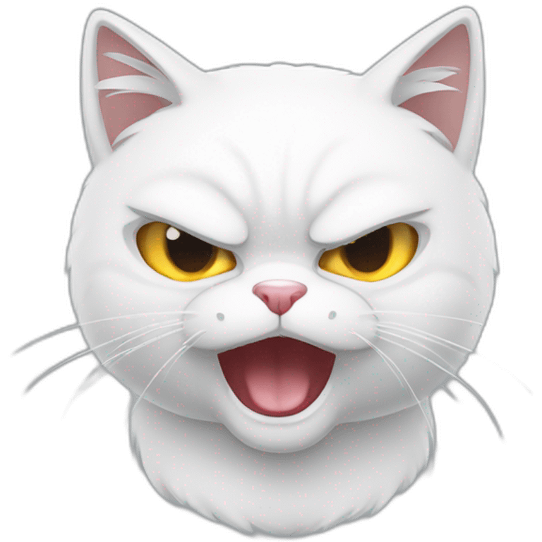 Cartoon White cat angry emoji