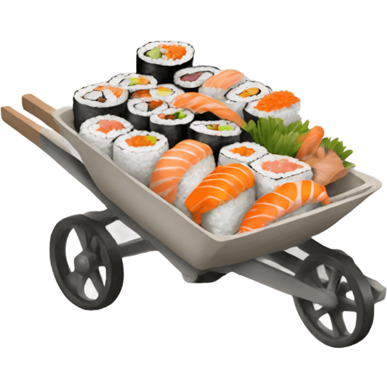 A wheelbarrow full of lots of sushi emoji