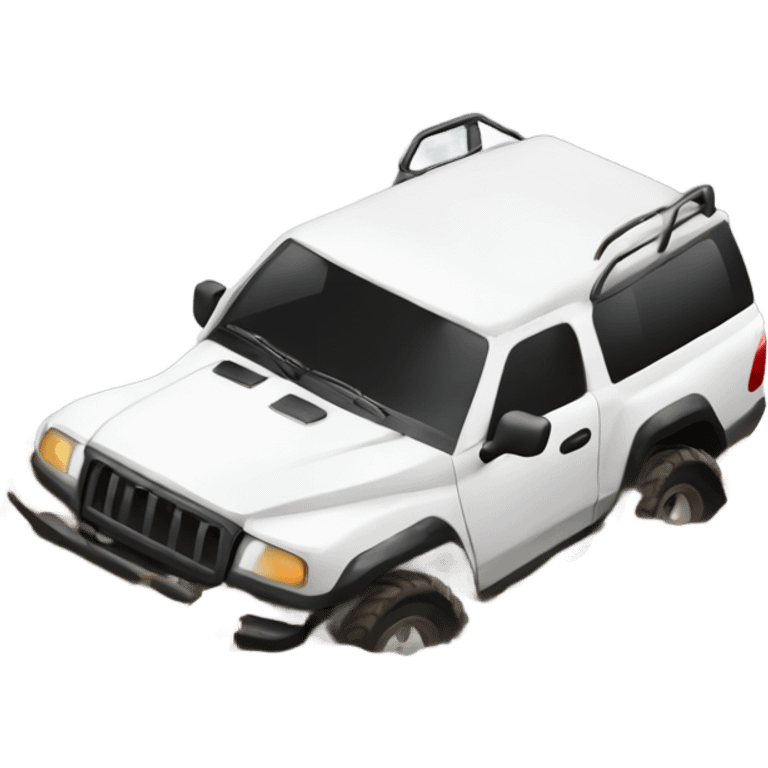 White Offroad car stuck in mud emoji