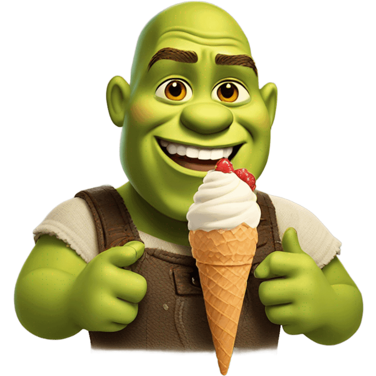 Shrek eating soft ice cream emoji