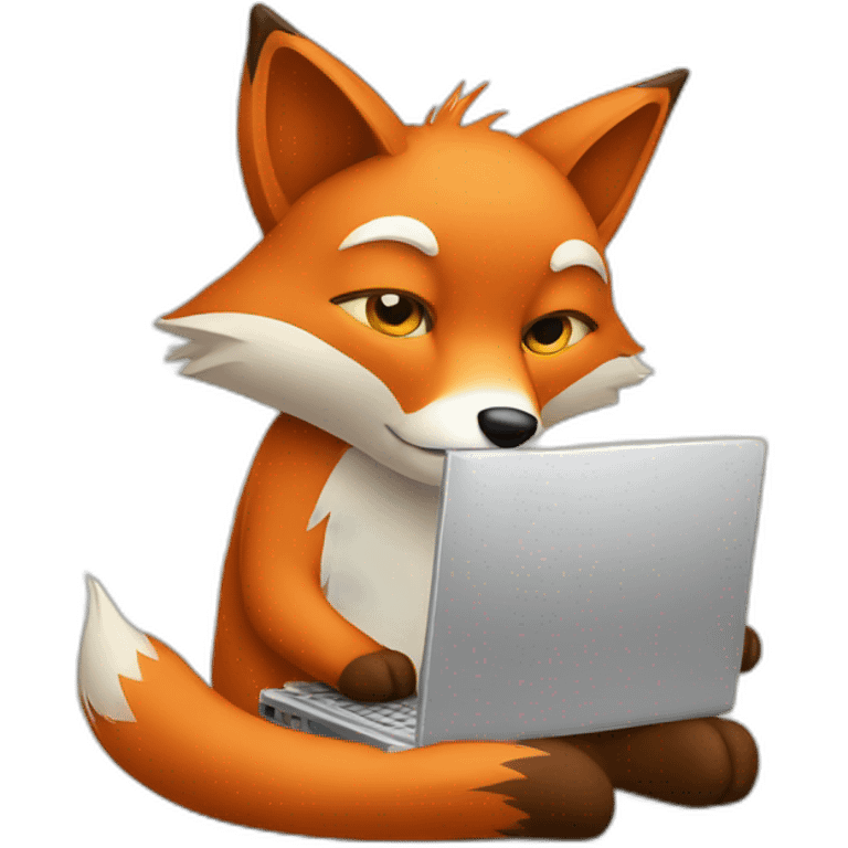 Sad fox is working on computer emoji