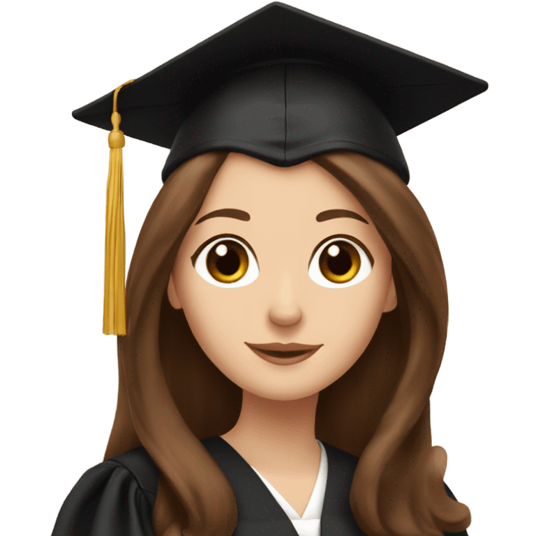 Brown haired white girl in graduation cap holding black long haired dachshund  emoji