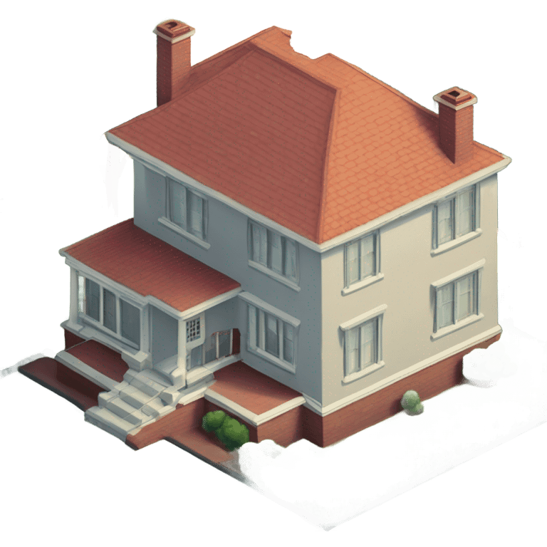 isometric 1930's3 bedroom house emoji