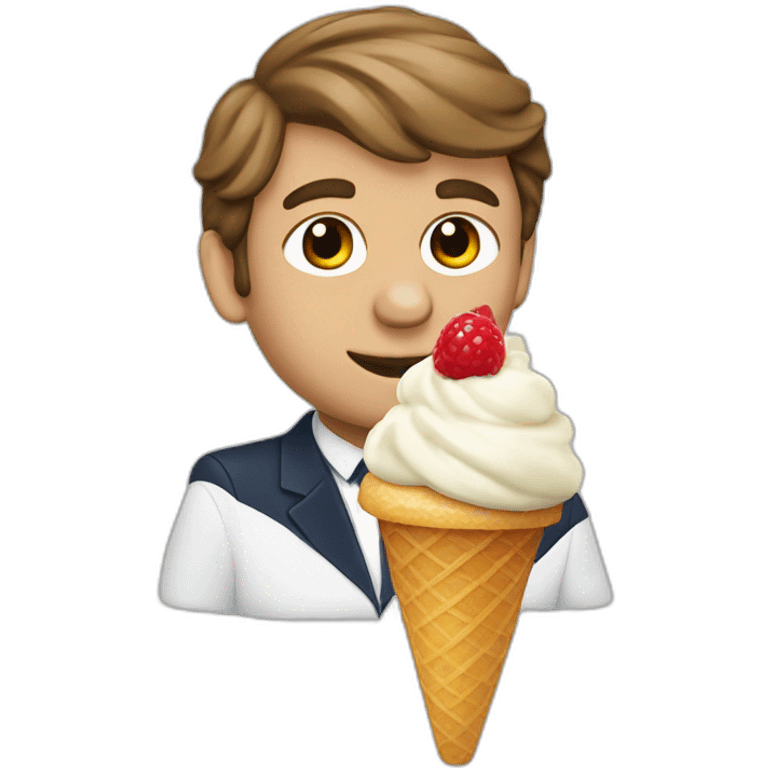 Macron with ice cream emoji