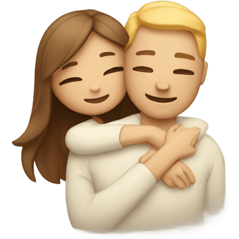 Comforting hug between male and female emoji