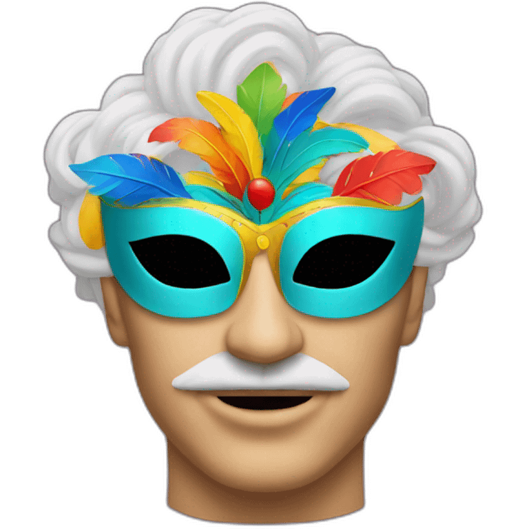 man with a carnaval mask on the head, hiding all the face emoji