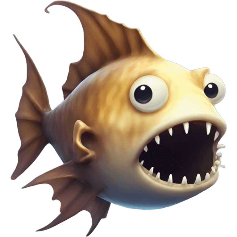 Anglerfish with glowing lure, sharp teeth, and big eyes. emoji