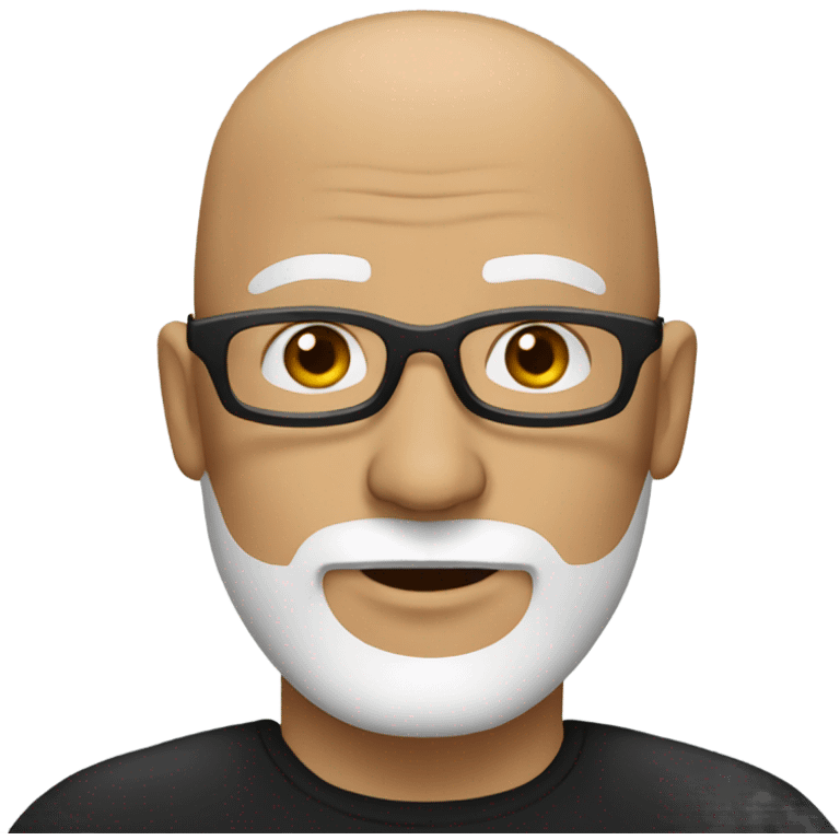 Bald man white goatee beard black eand glasses es  emoji