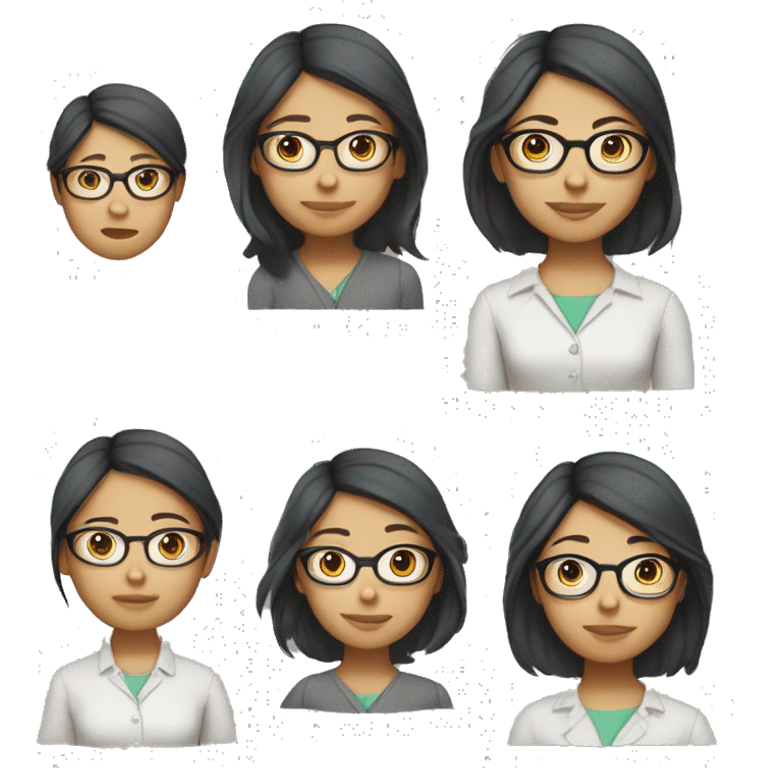 27-year-old female, works in an office job (accountant), introverted, wears glasses, East Asian descent, and has a beautiful face. emoji