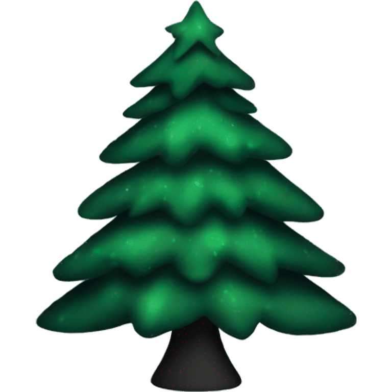 A dark green Christmas tree with layers of branches black decorations emoji