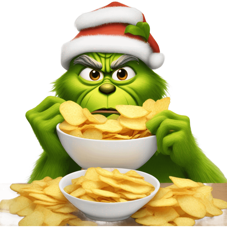 Grinch with chips and dip emoji