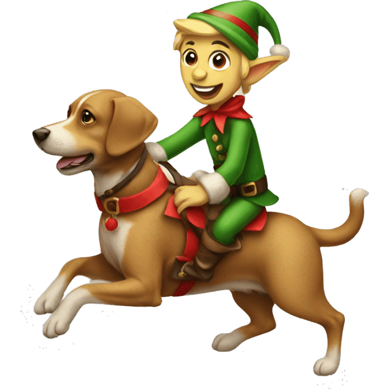 Christmas elf riding dog emoji