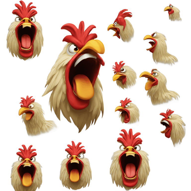 crazy rooster yelling emoji