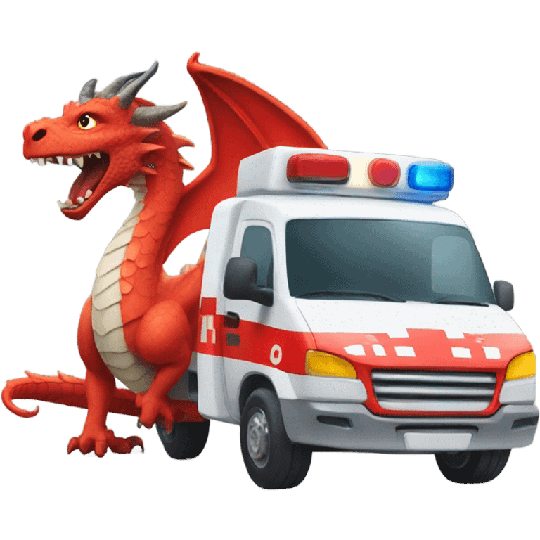 Dragon driving an ambulance  emoji