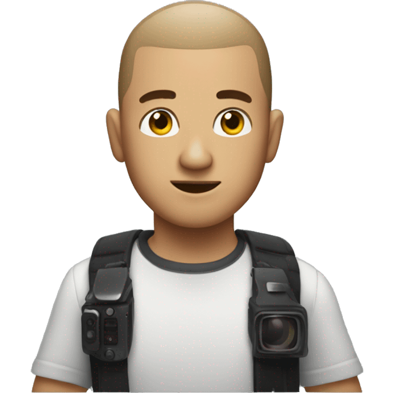 Create a dude with short haur like a buzz cut who is filming with a film camera  emoji