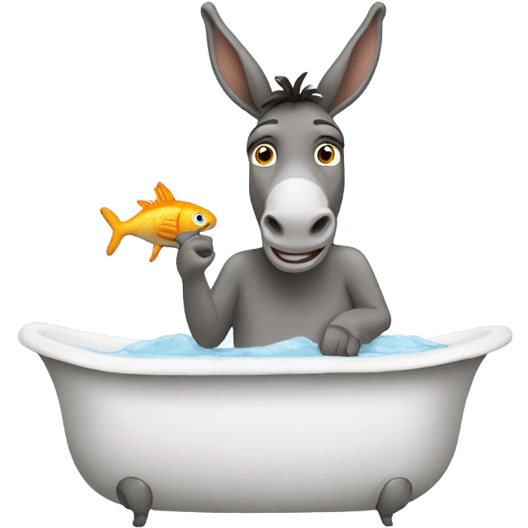 Donkey in a bathtub with a fish in its mouth emoji