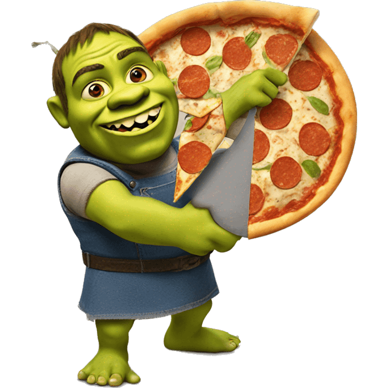 Shrek che mangia una pizza emoji