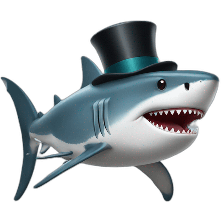 Shark with a top hat emoji