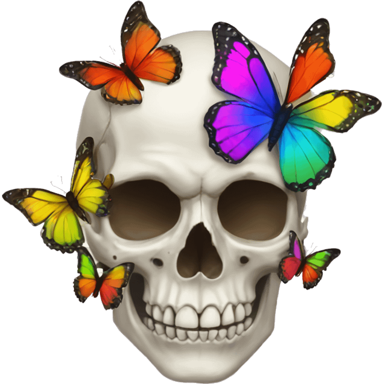 Skull rainbow butterflies emoji