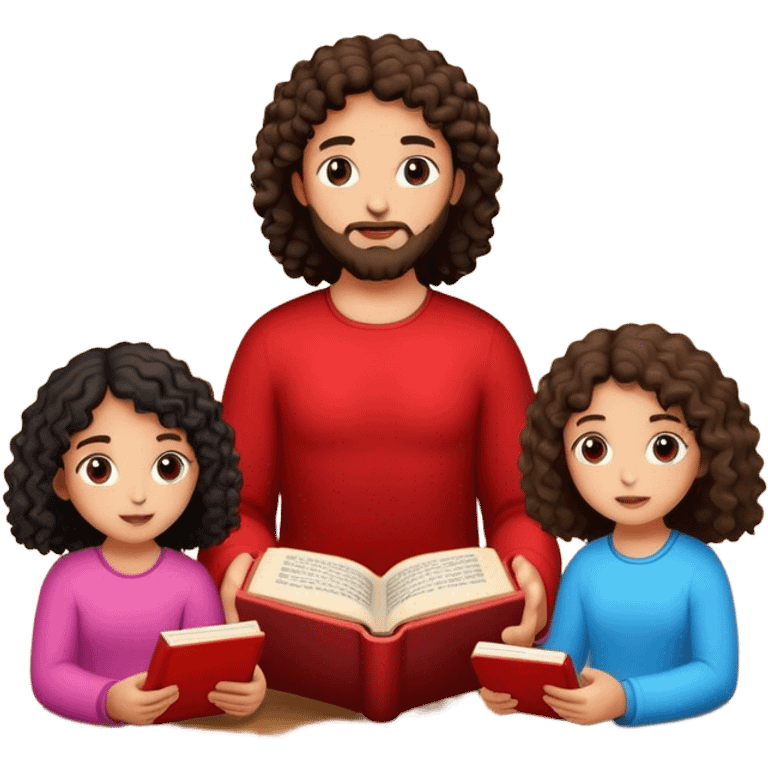 Devotional Christ with 2 girls black curly in house reading emoji