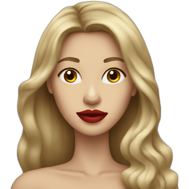 Long dark blond hair woman red lip emoji