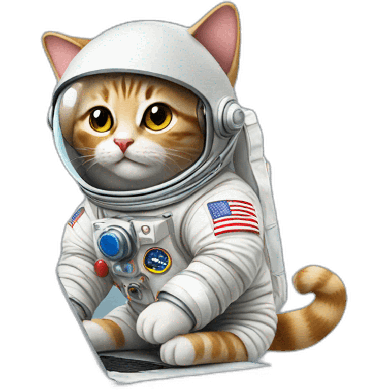 cat astronaut with mac book emoji