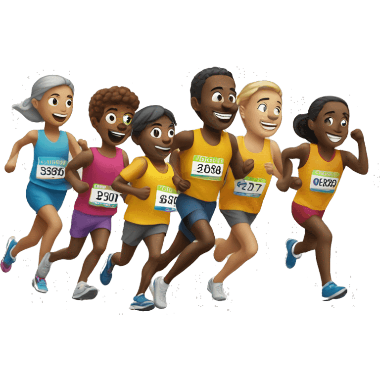 Happy group running Marathon emoji