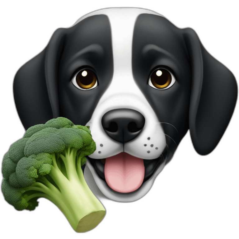 perro bodeguero blanco y negro con brocoli emoji