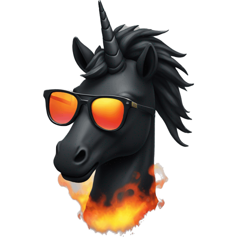 black unicorn with fire sunglasses emoji