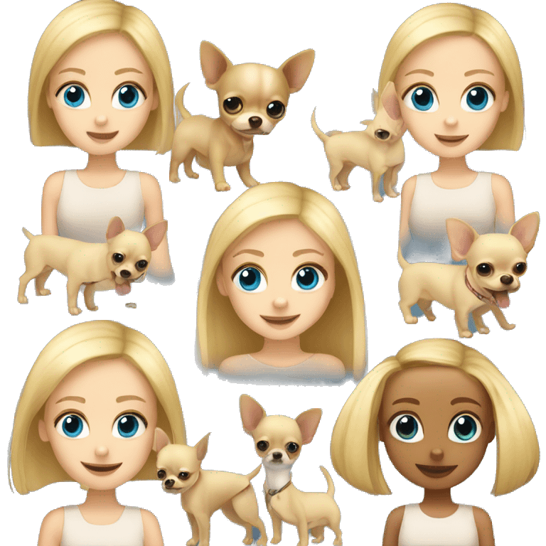 Blond girl hav blue eyes with your dog chihuahua blond emoji