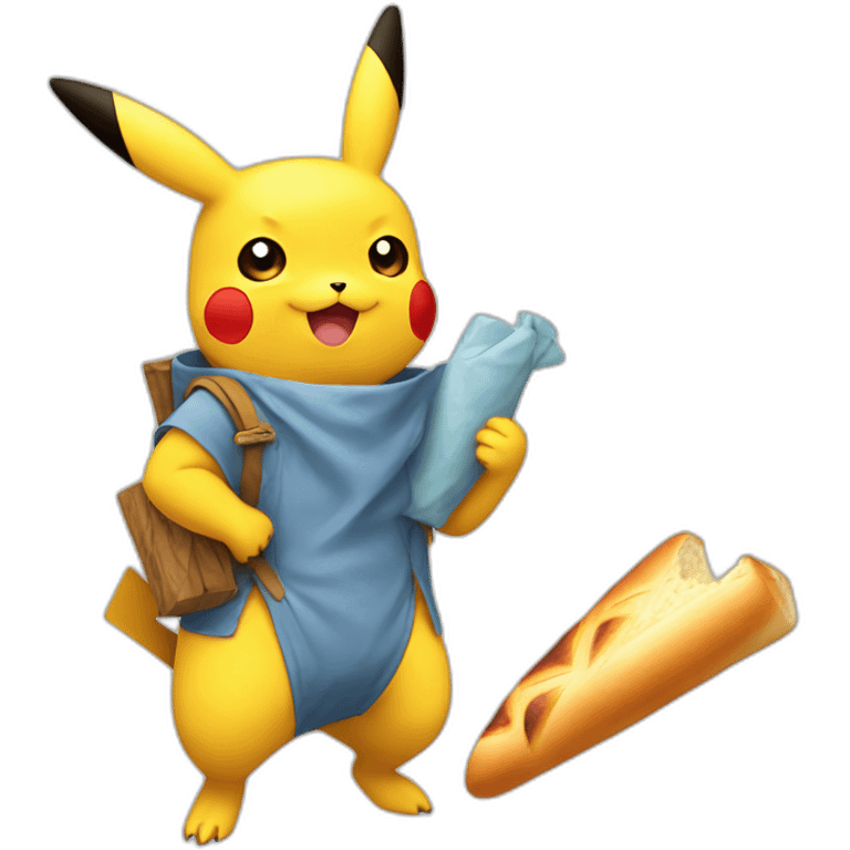 Pikachu with baguette emoji