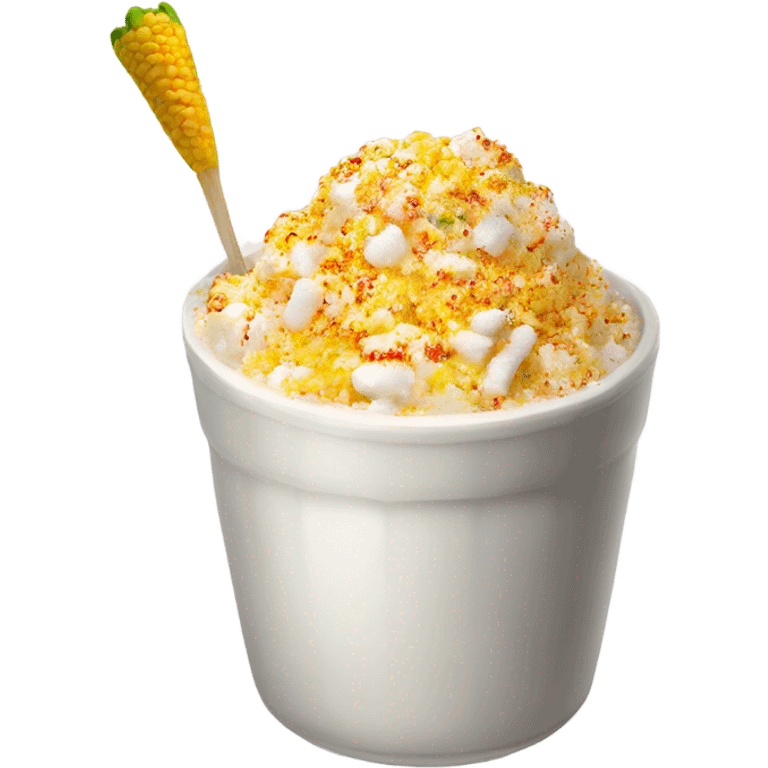 Elote en vaso con mayonesa and sprinkle chili powder  emoji