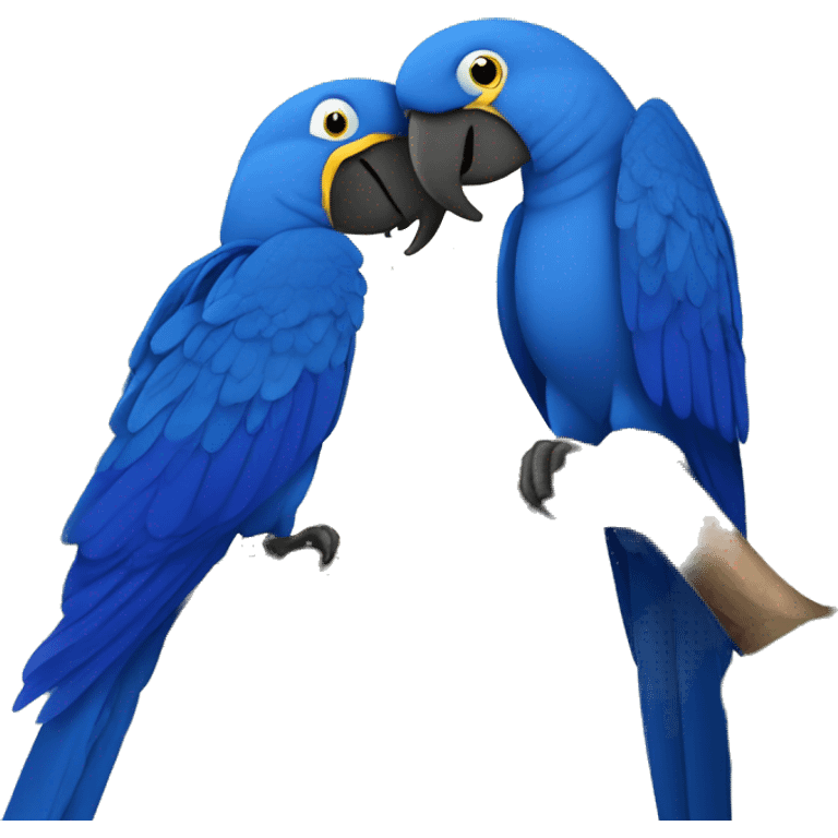 Hyacinth Macaw pair Full Body love each other emoji