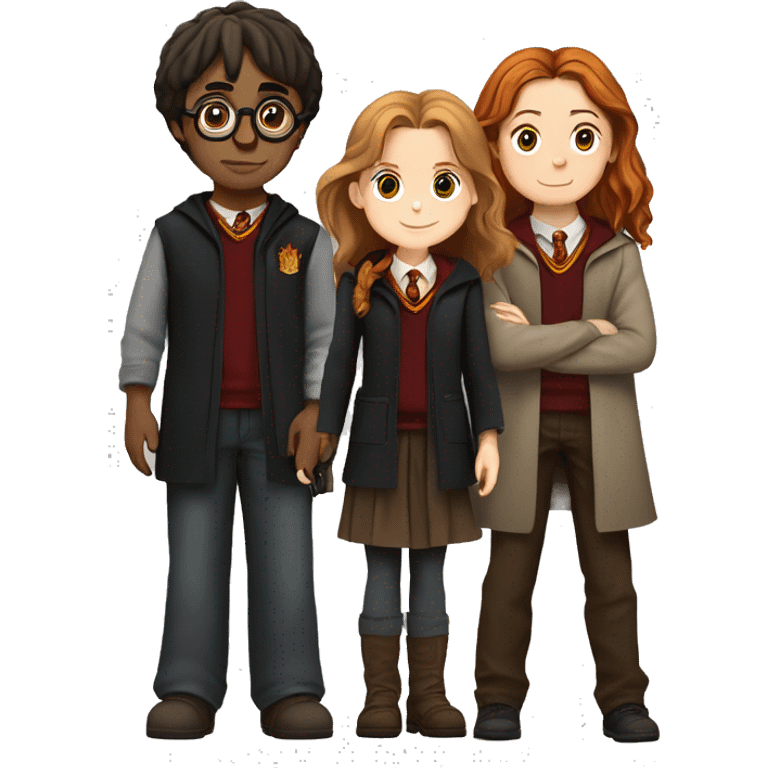 harry potter and hermione granger and ron weasley standing together emoji