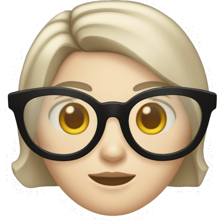 Short dark blond hair, dark eyes, round silver glasses, round nose, pale white skin emoji