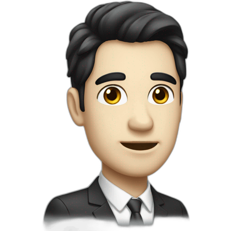 salesman with white skin black hair emoji