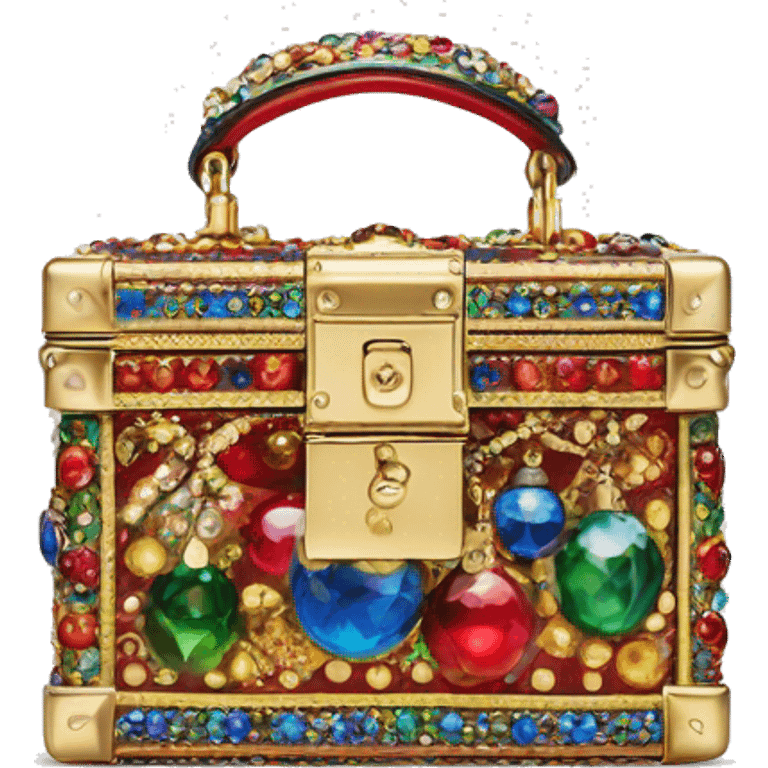 Dolce and Gabbana small box bag with colourful ornament and golden detais  emoji