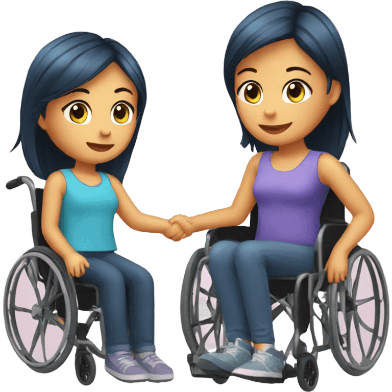 A girl next to a girl in a wheelchair  emoji